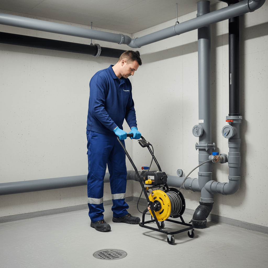 Reinigung einer Sammelleitung im Keller
