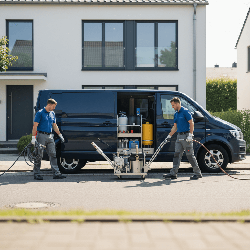 Kanalreinigung Notdienst Einsatzfahrzeug bei Nacht